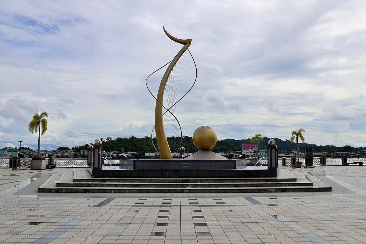 The Mercu Dirgahayu 60 monument on the Bandar Seri Begawan waterfront